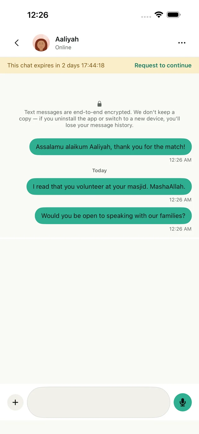 An end-to-end encrypted chat